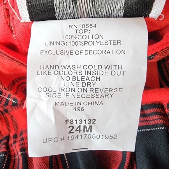 NWT Rare Editions Flannel Plaid Red Black Ruffle Top Girls 24M Months - Picture 7 of 9